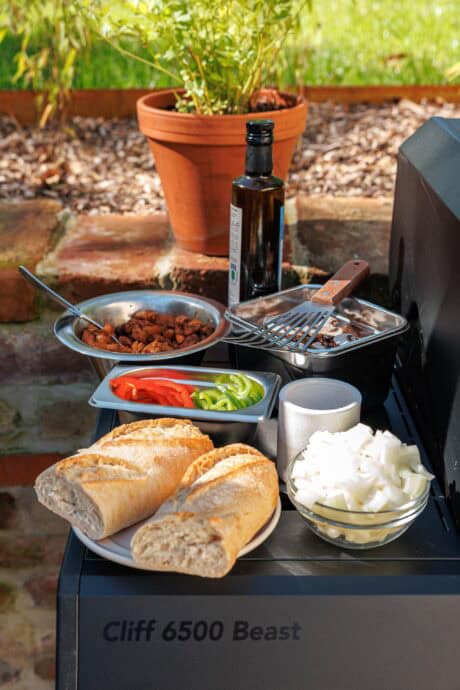 Ingrédients pour le philly cheeseesteak végétalien