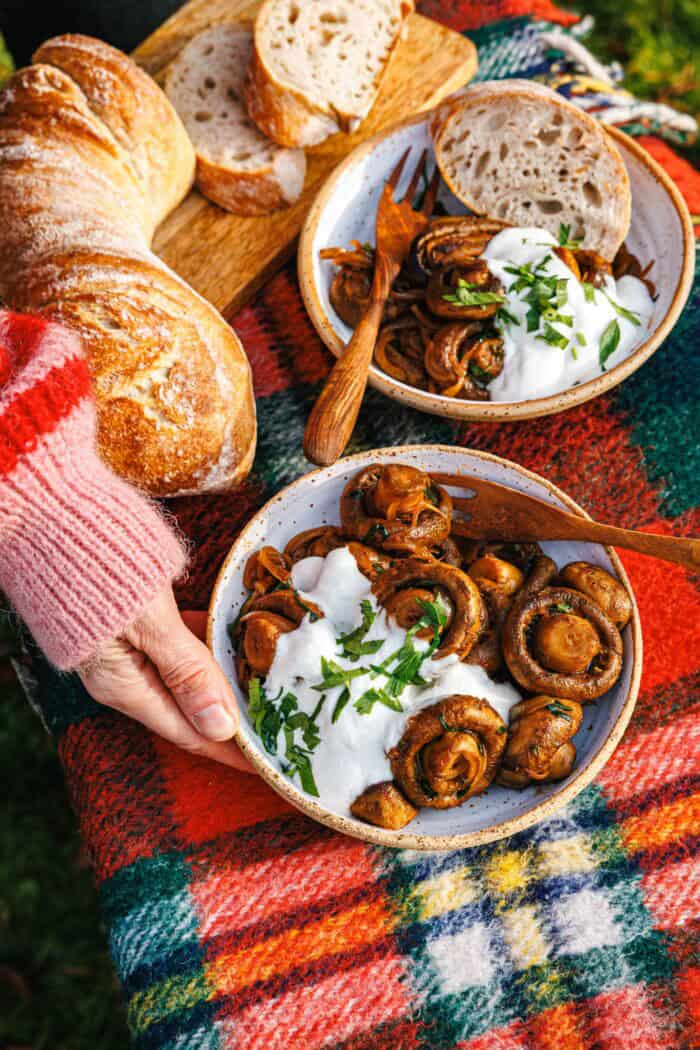 Champignons végétaliens comme ceux du marché de Noël