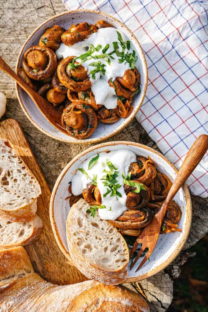 Champignons végétaliens comme ceux du marché de Noël