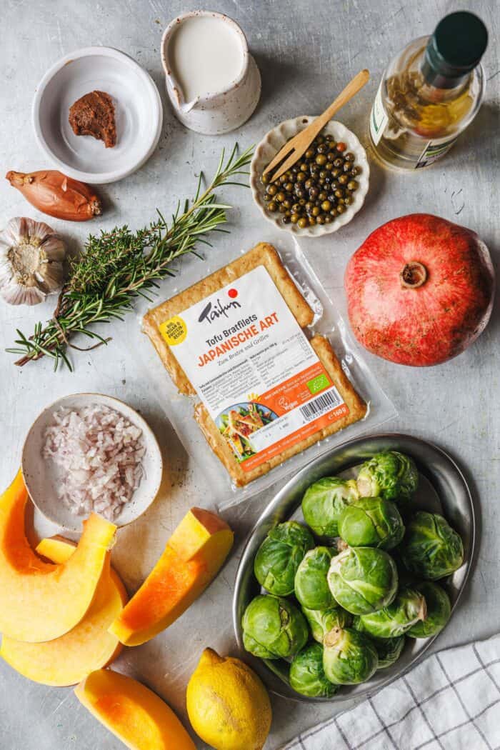 Ingrédients pour un dîner de Noël végétalien