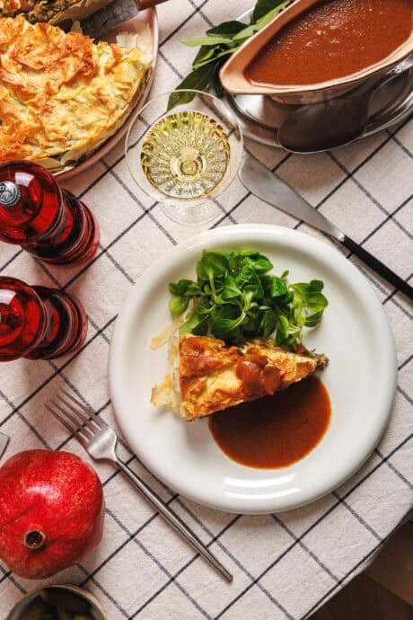 Menu de Noël végétalien : strudel aux champignons et châtaignes