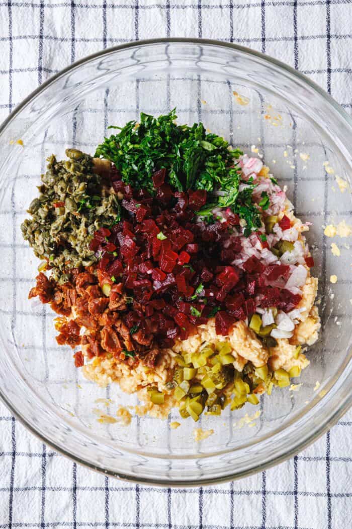 Ingrédients pour le steak tartare végétalien