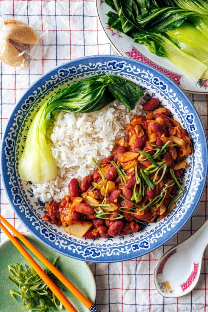 Haricots rouges chinois sur riz