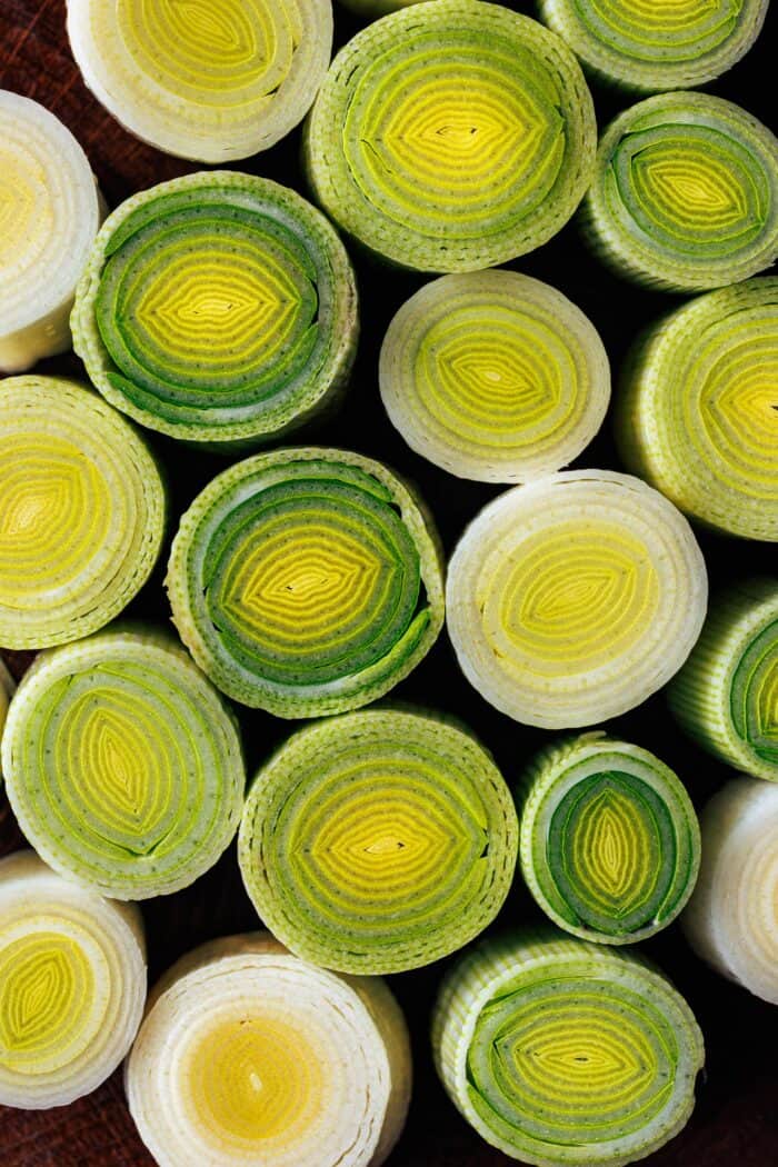 Poireaux coupés en morceaux