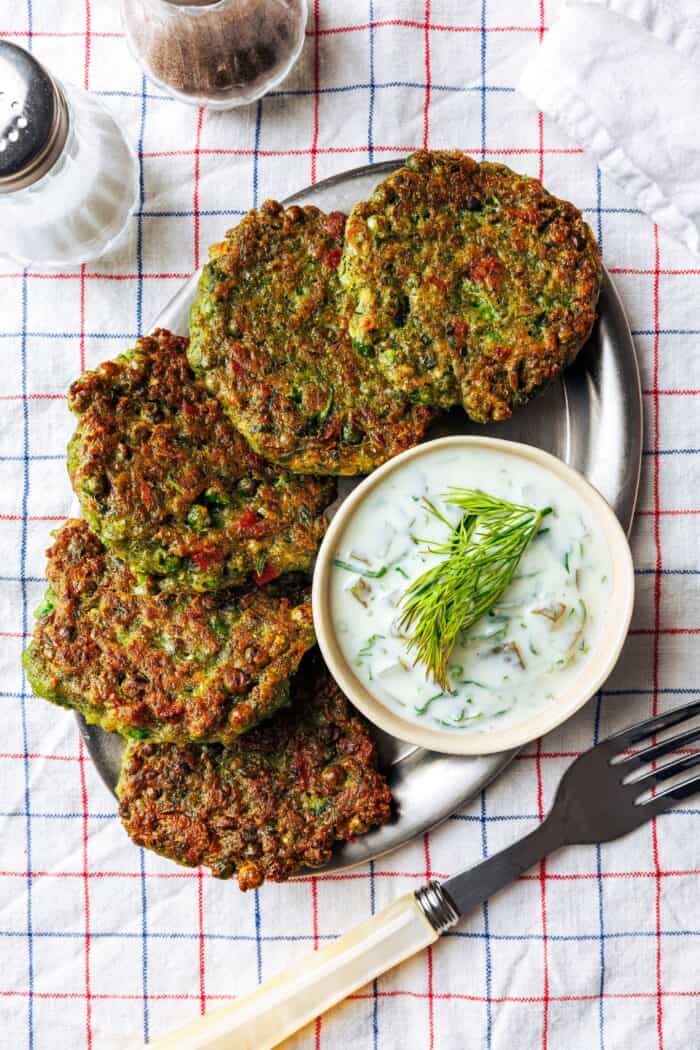 Crêpes aux pois verts et bacon végétalien